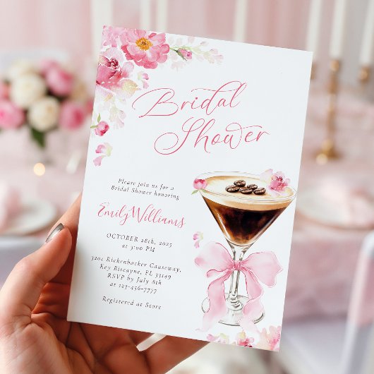 Pink Bow Coffee Bridal Shower Invitation