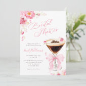 Pink Bow Coffee Bridal Shower Invitation (Debout devant)