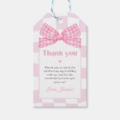 Pink Bow Coquette 1e Verjaardagsfeest Cadeaulabel (Voorkant)