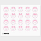 Pink Bow Coquette 1e Verjaardagsfeest Ronde Sticker (Vel)