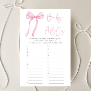 Pink Bow Coquette ABCs Baby shower Game