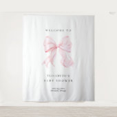Pink Bow Coquette Baby Shower Backdrop Wandkleed (Voorkant)