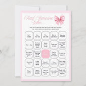 Pink Bow Coquette Baby shower - Bewerkbare naam, 5 Kaart (Voorkant)