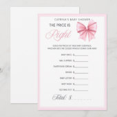 Pink Bow Coquette Baby shower - Bewerkbare naam, 5 Kaart (Voorkant / Achterkant)