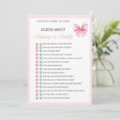 Pink Bow Coquette Baby shower - Bewerkbare naam, 5 Kaart (Staand voorkant)