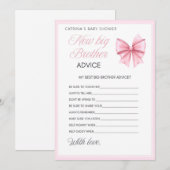 Pink Bow Coquette Baby shower - Bewerkbare naam, 5 Kaart (Voorkant / Achterkant)