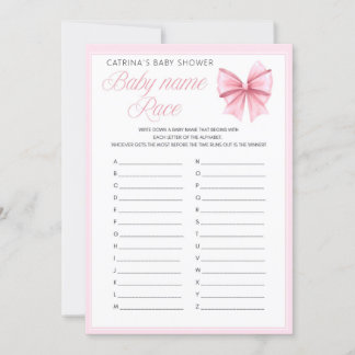 Pink Bow Coquette Baby shower - Bewerkbare naam, 5 Kaart