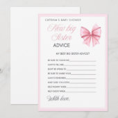 Pink Bow Coquette Baby shower - Bewerkbare naam, 5 Kaart (Voorkant / Achterkant)