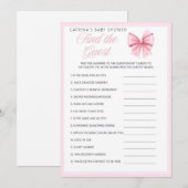 Pink Bow Coquette Baby shower - Bewerkbare naam, 5 Kaart (Voorkant / Achterkant)