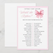 Pink Bow Coquette Baby shower - Bewerkbare naam, 5 Kaart (Voorkant / Achterkant)
