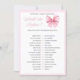 Pink Bow Coquette Baby shower - Bewerkbare naam, 5 Kaart
