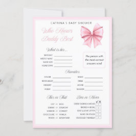 Pink Bow Coquette Baby shower - Bewerkbare naam, 5 Kaart