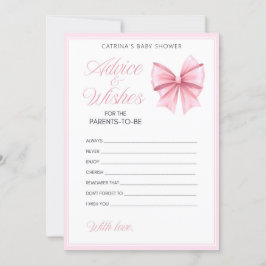 Pink Bow Coquette Baby shower - Bewerkbare naam, 5 Kaart