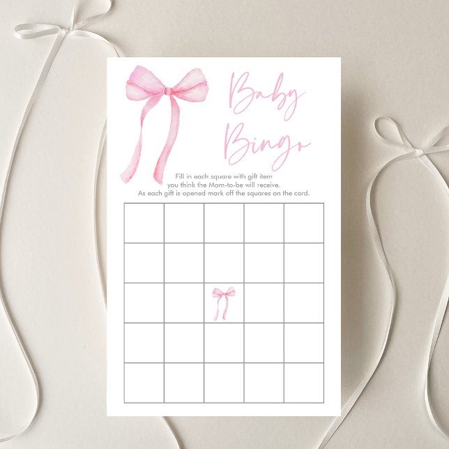 Pink Bow Coquette Baby shower Bingo spel (Creator heeft geüpload)