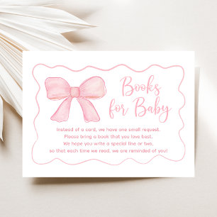 Pink Bow Coquette Baby shower Boek Verzoek Informatiekaartje