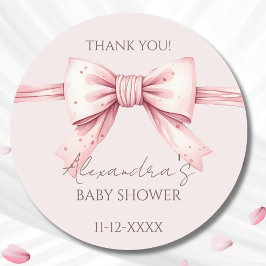 Pink Bow Coquette Baby shower Dank u Ronde Sticker