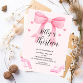 Pink Bow Coquette Bow Birthday Thirteen Invitation