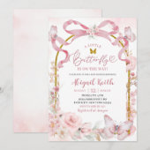 Pink Bow Coquette Butterfly Baby Shower Invitation (Devant / Derrière)