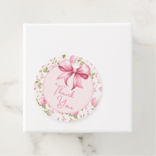 Pink Bow Coquette Dank u Bedankjes Labels (In situ)