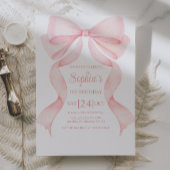 Pink Bow Coquette First Birthday Invitation