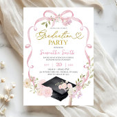 Pink Bow Coquette Girl Graduation Invitation