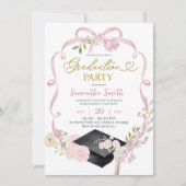 Pink Bow Coquette Girl Graduation Invitation (Devant)