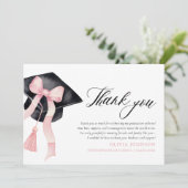 Pink Bow Coquette Graduation Cap Merci Cartes (Debout devant)