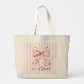 Pink Bow Coquette Proud Mama Grote Tote Bag (Achterkant)