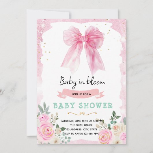 Pink Bow Coquette Quinceanera Invitation (Devant)