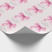 Pink Bow Coquette Script Sweet 16 Party Blush  Cadeaupapier (Hoek)