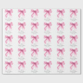Pink Bow Coquette Script Sweet 16 Party Cadeaupapier (Vlak)