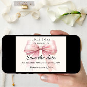 Pink bow cream Quinceanera Save the Date card