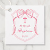 Pink Bow Crest Baptism Favoriser les étiquettes (Devant)