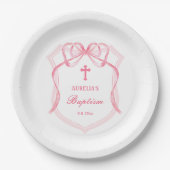 Pink Bow Crest doop Papieren Bordje (Voorkant)