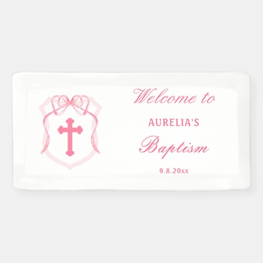 Pink Bow Crest doop Spandoek (Horizontaal)