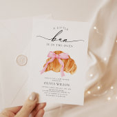 Pink Bow Croissant Baby shower Kaart