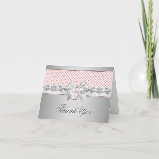 Pink Bow Cross Dank je wel Bedankkaart (Voorkant)