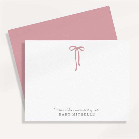 PINK Bow, de la pépinière de, carte de remerciemen