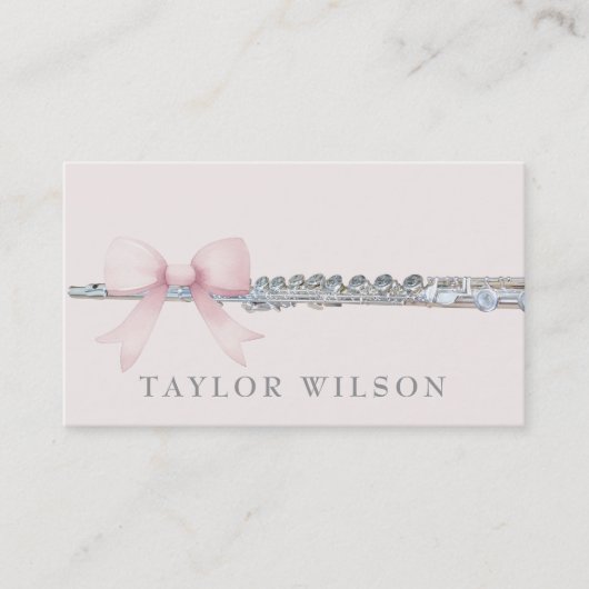 Pink Bow Design fluitist Visitekaartje (Voorkant)