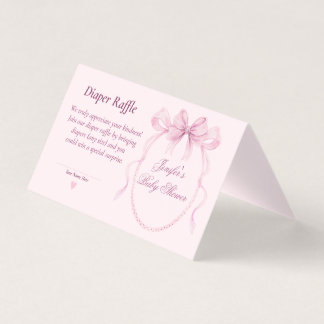 Pink Bow Diaper Raffle Card for Baby Shower Kaart