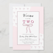 Pink Bow Doodle Girl 2e verjaardag Kaart (Voorkant)