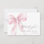 Pink Bow Elegant Baby Girl Douche Carte de remerci (Devant)