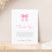 Pink Bow Elegant Baby shower Dank u Briefkaart