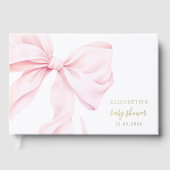 Pink Bow Elegant Baby Shower Gold Gastenboek (Voorkant)