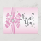 PINK bow élégant carte de remerciements (Devant)