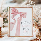 Pink Bow Elegant Coquette Baby shower Welkom Poster