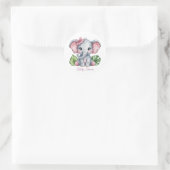 Pink Bow Elephant Girl Baby shower Ronde Sticker (Tas)