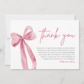 Pink Bow Elle noue le noeud Carte de remerciements (Devant)