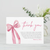 Pink Bow Elle noue le noeud Carte de remerciements (Debout devant)