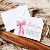 Pink Bow Elle noue le noeud Carte de remerciements